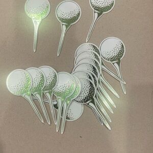 17 DecoPac Golf Ball Party Picks - Green and White Cupcakes Cakes Baking Decor